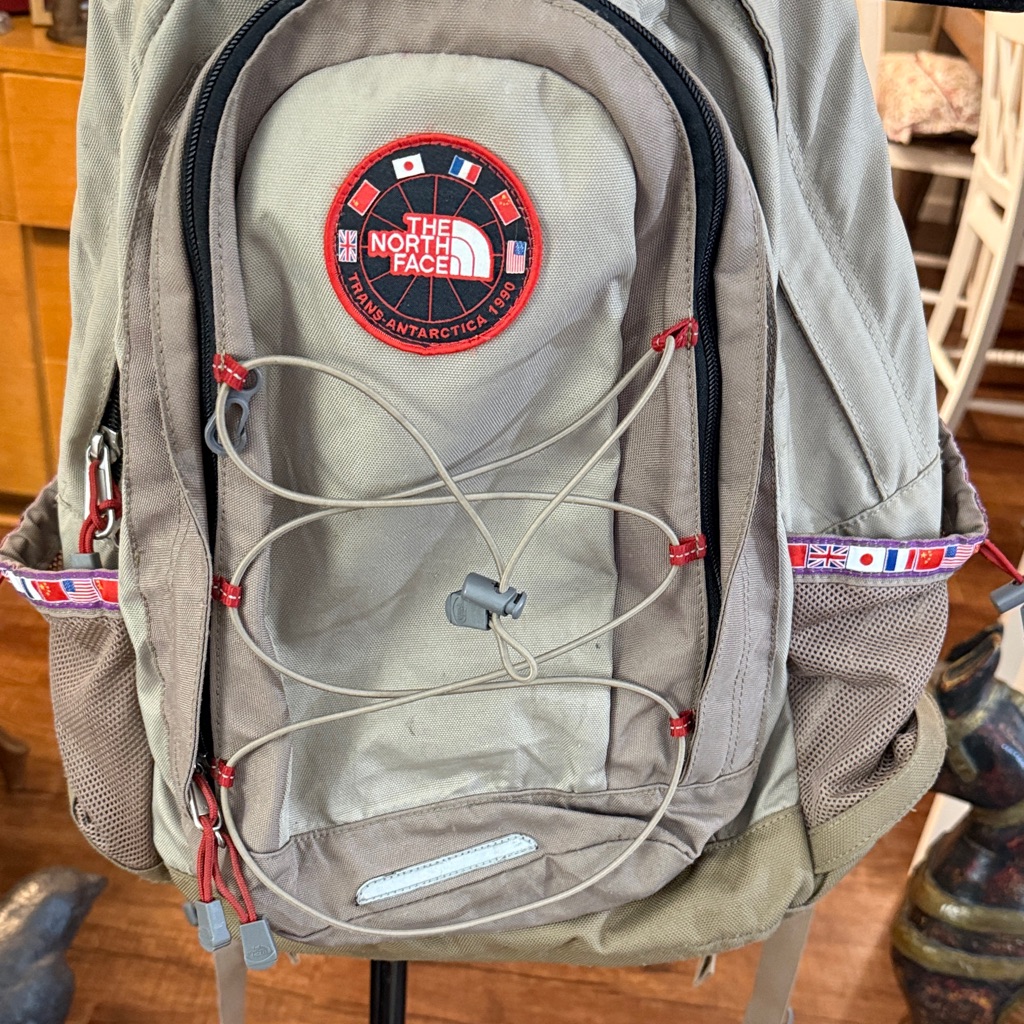 The North Face Men’s Olive/Tan Backpack With Red Accents